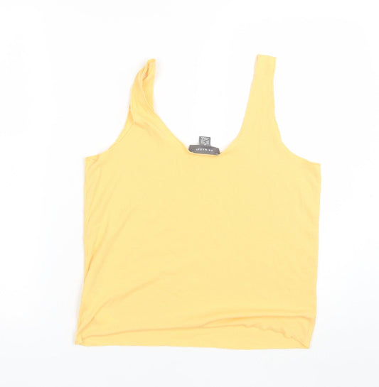 Primark Womens Yellow Polyester Basic Tank Size M Round Neck
