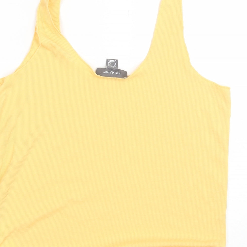 Primark Womens Yellow Polyester Basic Tank Size M Round Neck