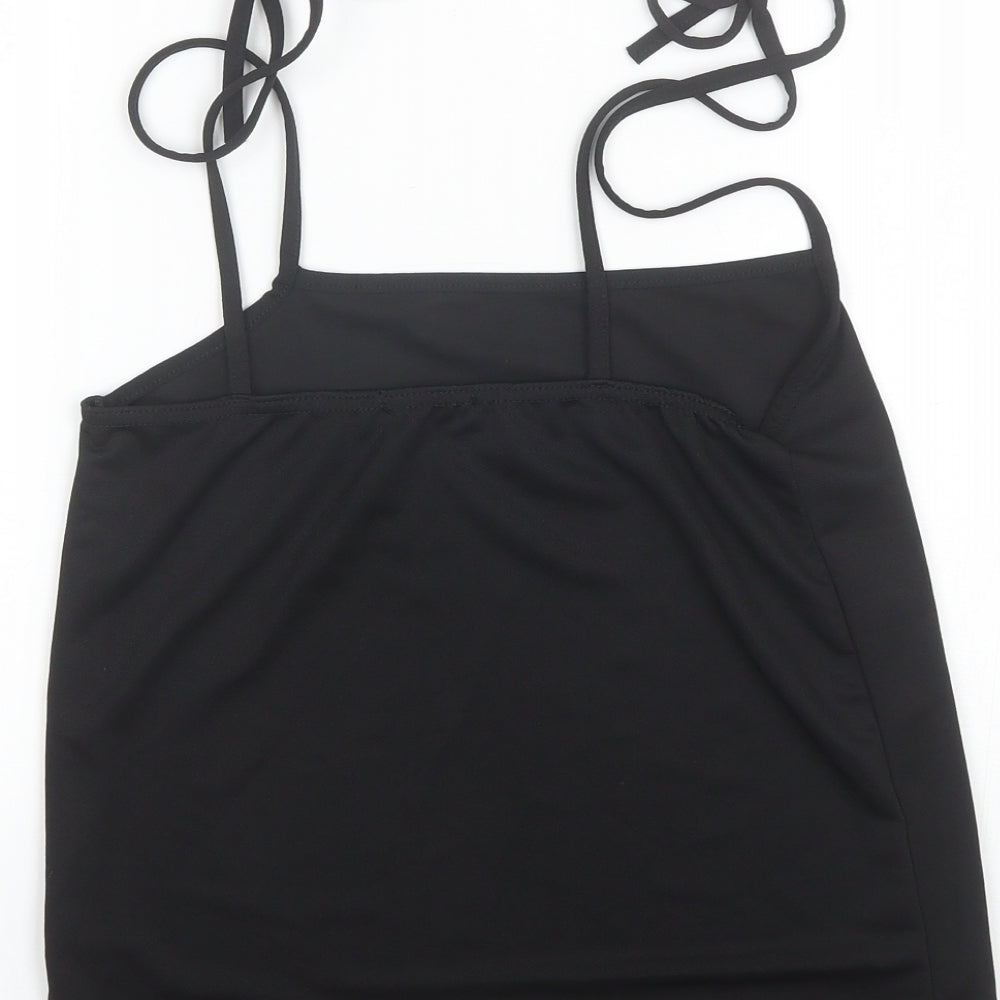 Womens UK Size 10 PRETTYLITTLETHING Black Camisole Blouse