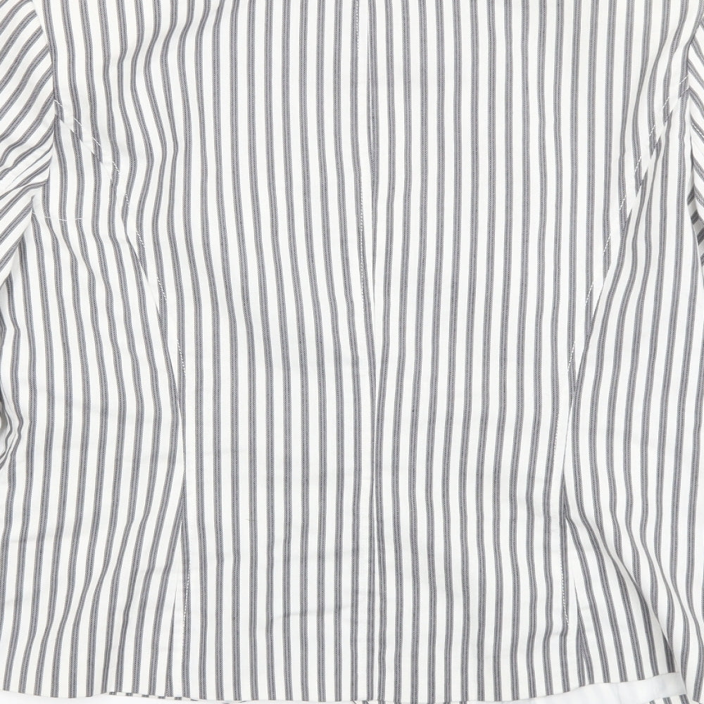 Brand and care label for Damart women’s grey striped jacket blazer, size UK 16