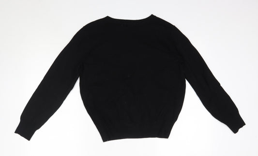 H&M Mens Black V-Neck Viscose Pullover Jumper Size M