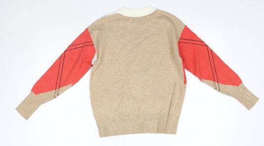 M&S Mens Multicoloured Crew Neck Viscose Pullover Jumper Size XS