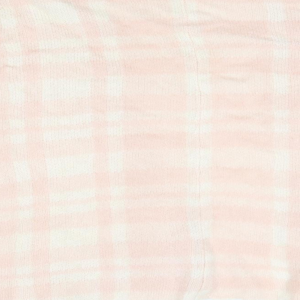 George Womens Pink V-Neck Check Acrylic Cardigan Jumper One Size