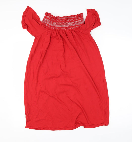 New Look Womens Red Modal Shift Size S Square Neck