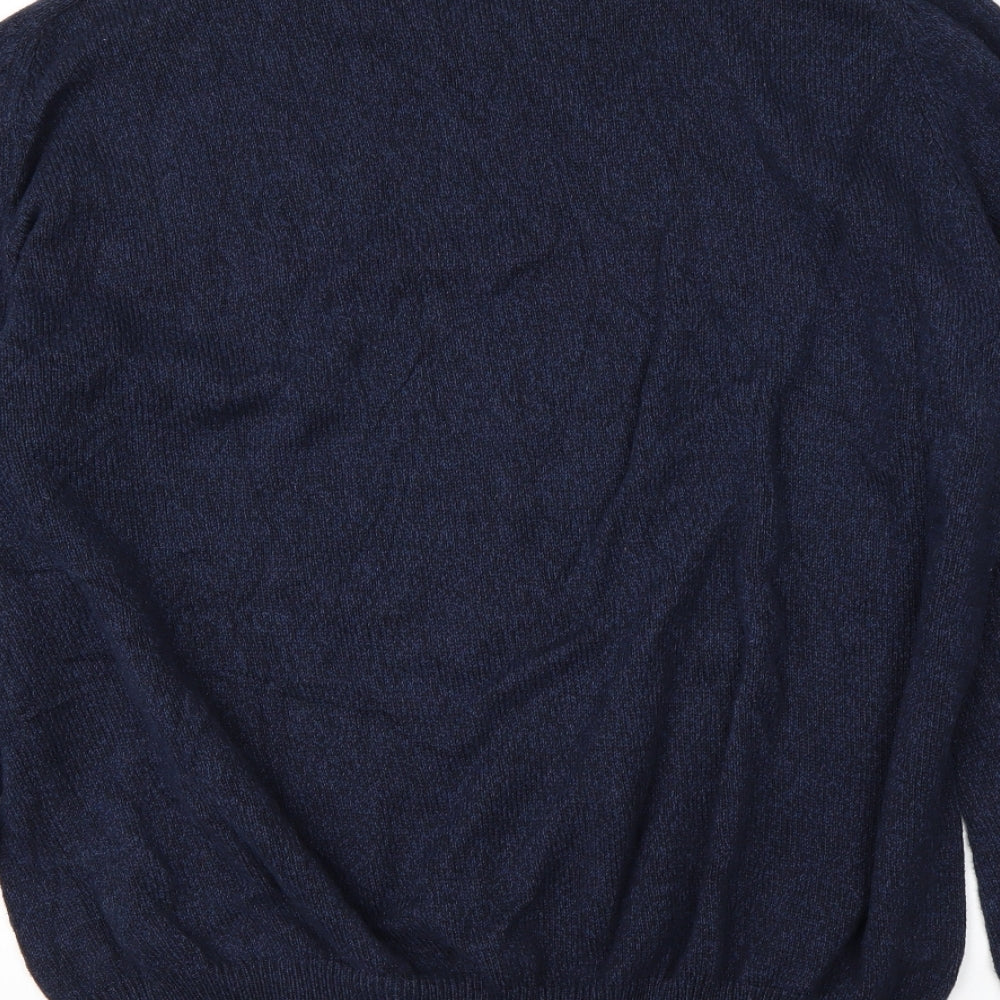 Easy Mens Blue Round Neck Cotton Pullover Jumper Size XL