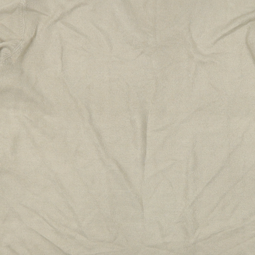 M&S Mens Beige V-Neck Acrylic Pullover Jumper Size L