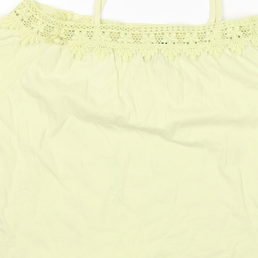 River Island Girls Yellow Cotton Basic Blouse Size 9-10 Years Boat Neck