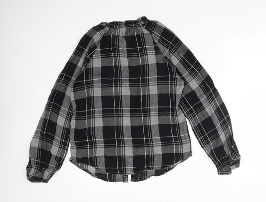 NEXT Womens Multicoloured Plaid Cotton Basic Button-Up Size 10 Round Neck