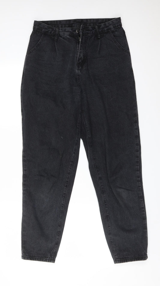 Additional front view of SHEIN women’s black cotton straight jeans, size S, 29-inch leg regular