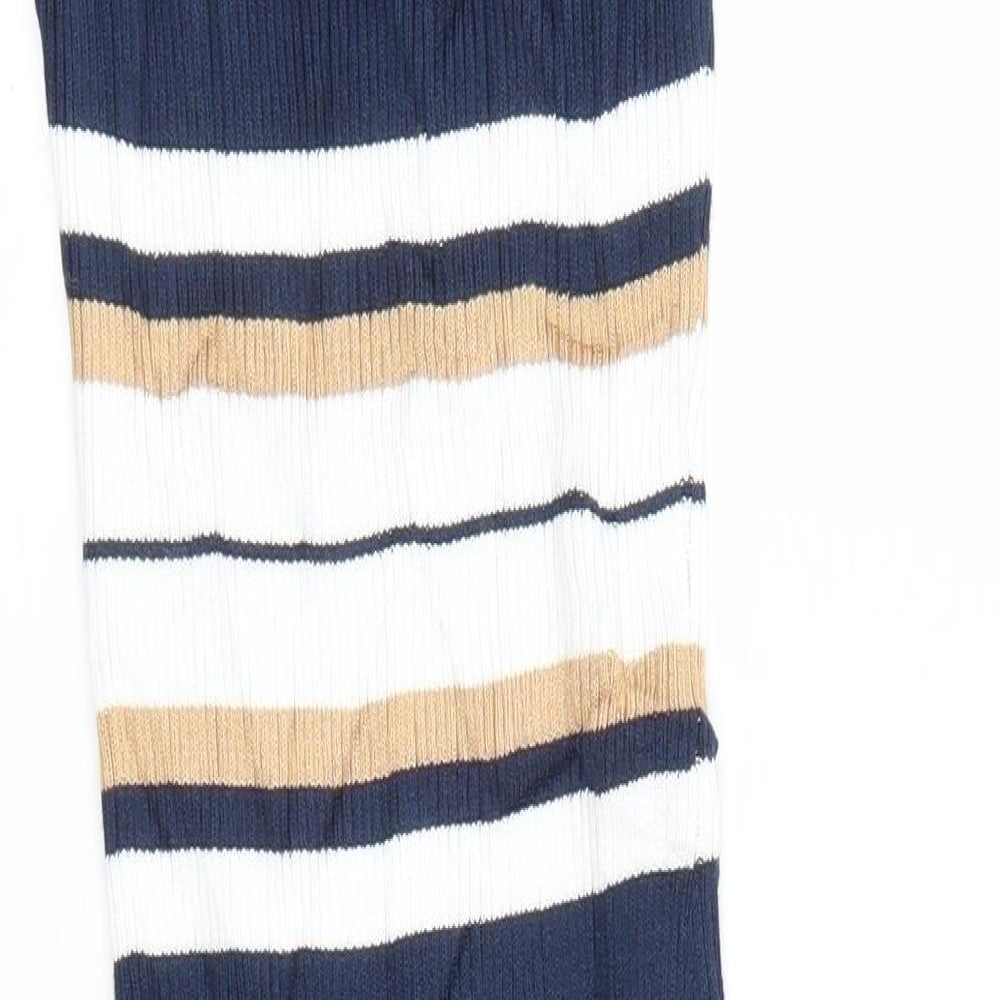 Preworn Womens Blue Striped Viscose Pencil Dress Size S Round Neck