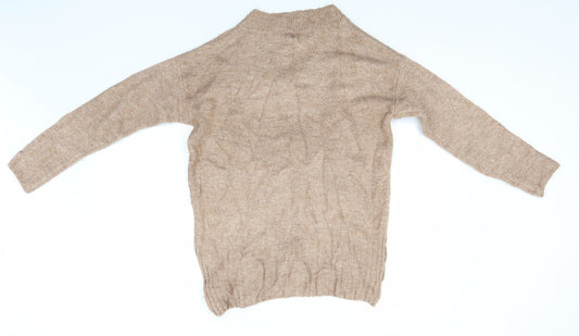 Primark Womens Beige V-Neck Acrylic Pullover Jumper Size 4