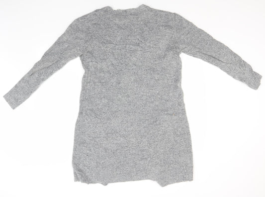 Preworn Womens Grey Round Neck Acrylic Cardigan Jumper Size S