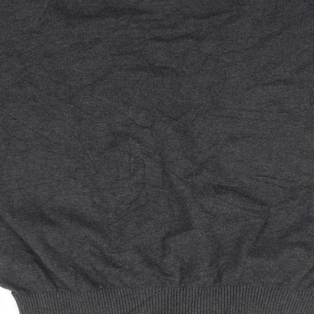 LERROS Mens Grey V-Neck Cotton Pullover Jumper Size S - Charcoal grey