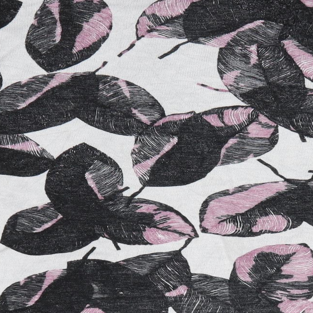 Clements Ribeiro Womens Grey Round Neck Floral Viscose Pullover Jumper Size M - Black & pink leaf pattern