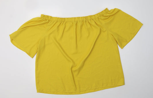 Capsule Womens Yellow Polyester Basic Blouse Size XL Off the Shoulder