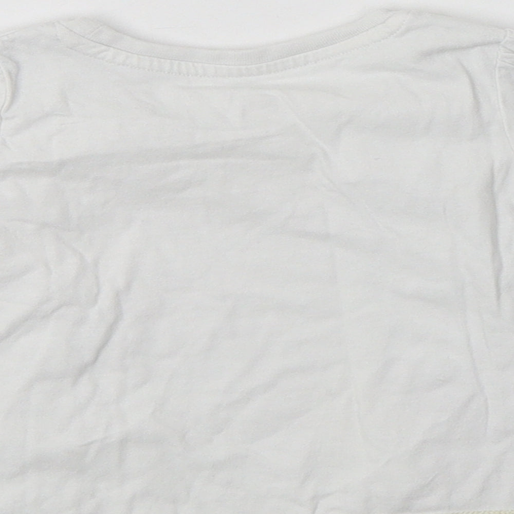 Matalan Baby White Cotton Basic T-Shirt Size 9-12 Months Crew Neck - Cat