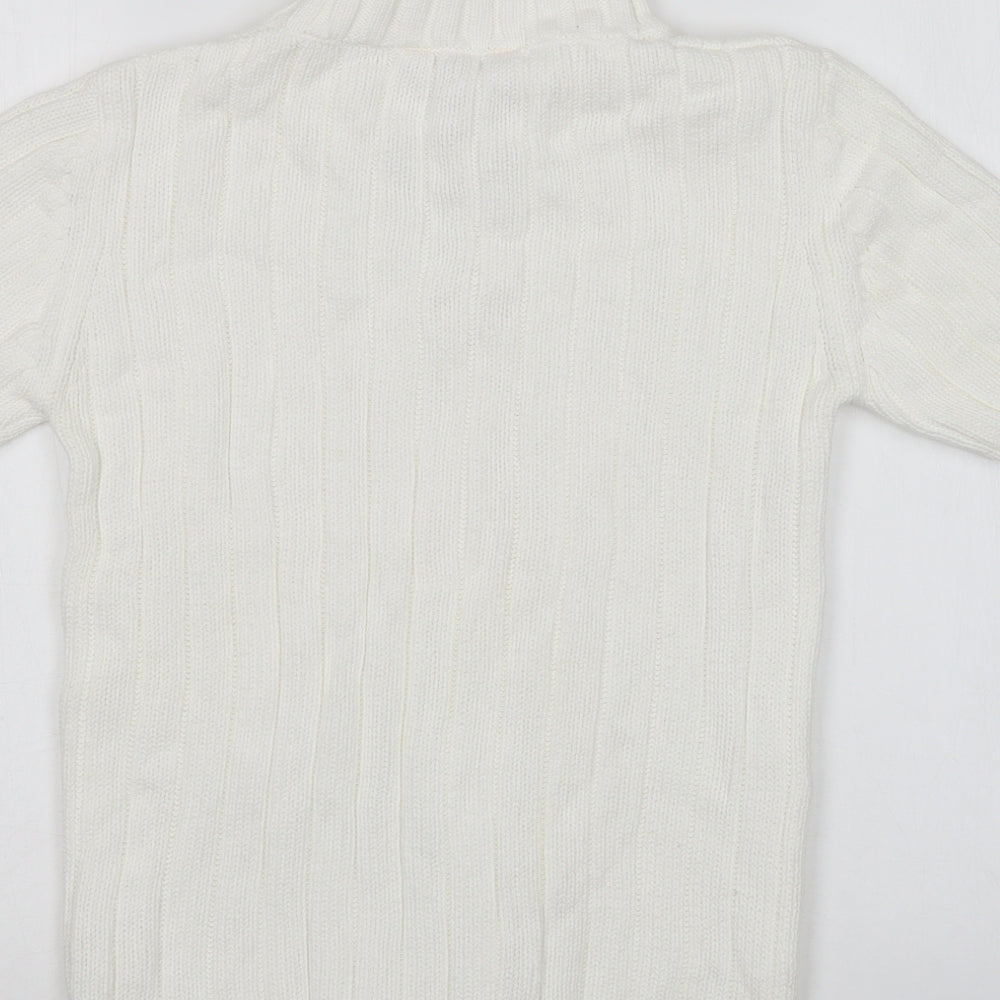 Lee Cooper Womens White V-Neck Cotton Pullover Jumper Size S