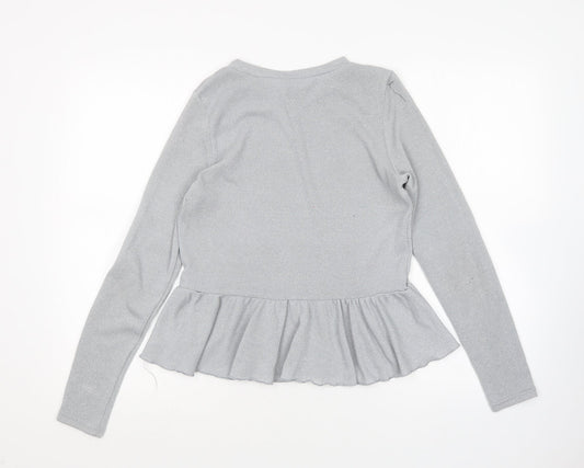 H&M Mens Silver Round Neck Polyester Pullover Jumper Size M