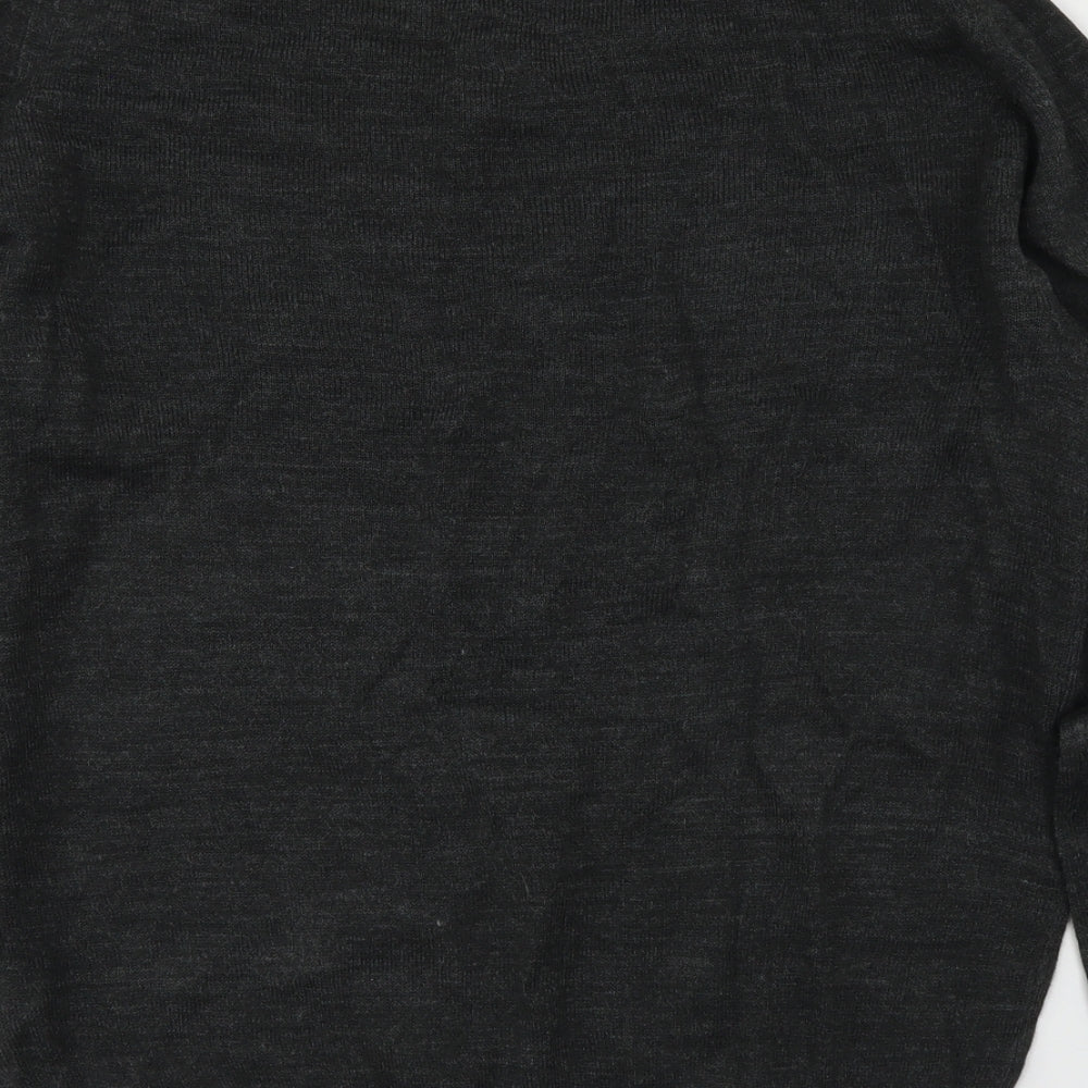F&F Mens Grey V-Neck Acrylic Pullover Jumper Size M