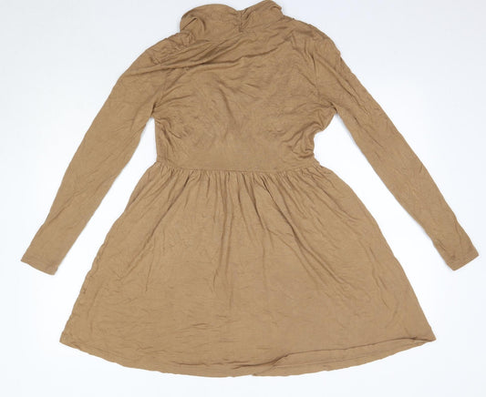 H&M Womens Brown Viscose A-Line Size S V-Neck