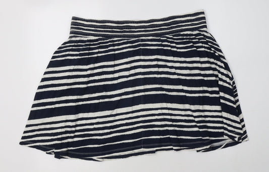 H&M Womens Blue Striped Cotton Flare Skirt Size M