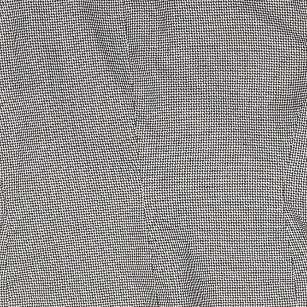 George Womens Black Houndstooth Polyester Jacket Suit Jacket Size 18 - Faux Leather Collar