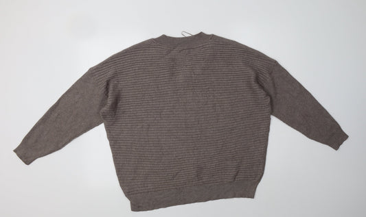 F&F Womens Grey V-Neck Viscose Pullover Jumper Size 12