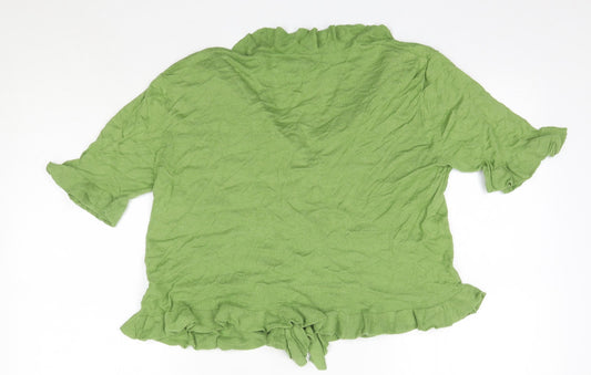 Autonomy Womens Green Cotton Basic Blouse Size 14 V-Neck