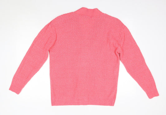 Womens UK Size L Fashion Alert Pink Cardigan Jumper
