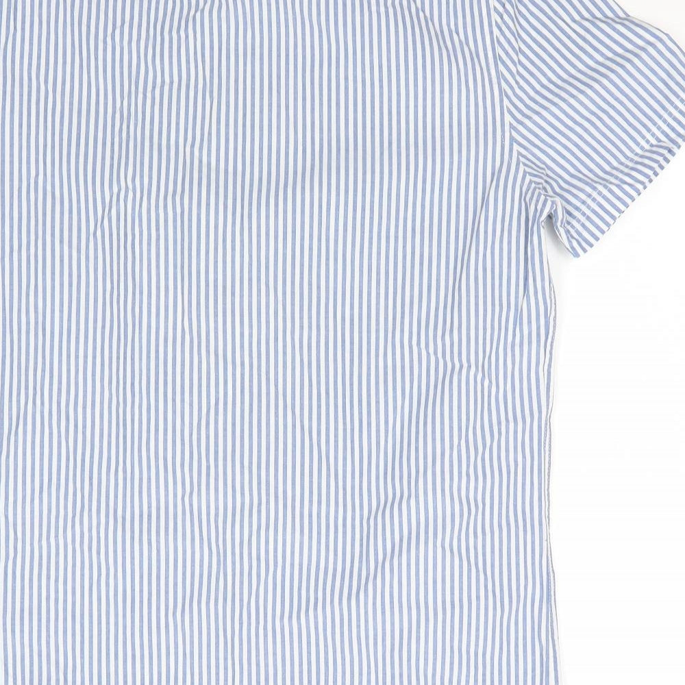 Mens UK Size S NEXT Blue Button-Up Short Sleeve Casual Shirt