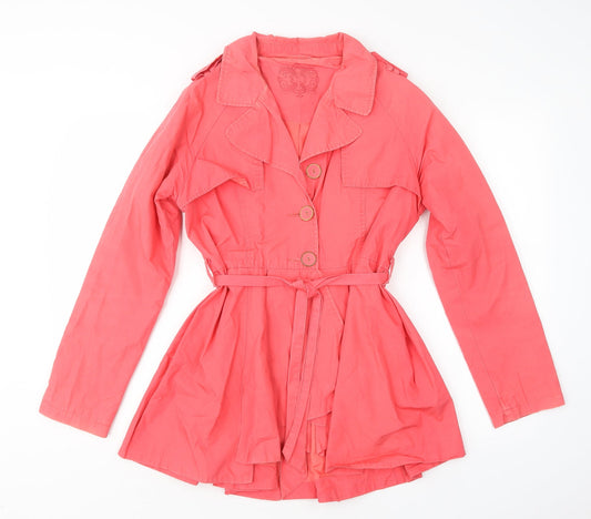 Womens UK Size 12 Red Herring Pink Overcoat