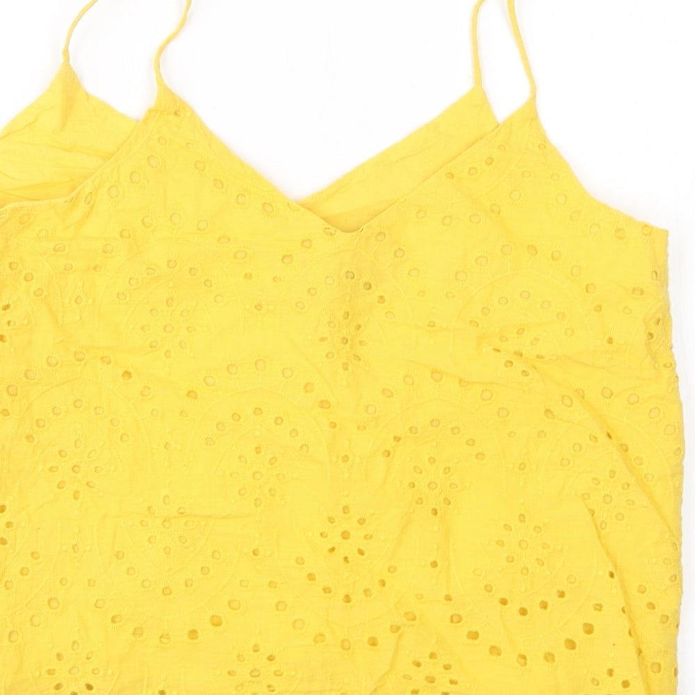 Womens UK Size 10 New Look Yellow Basic Tank