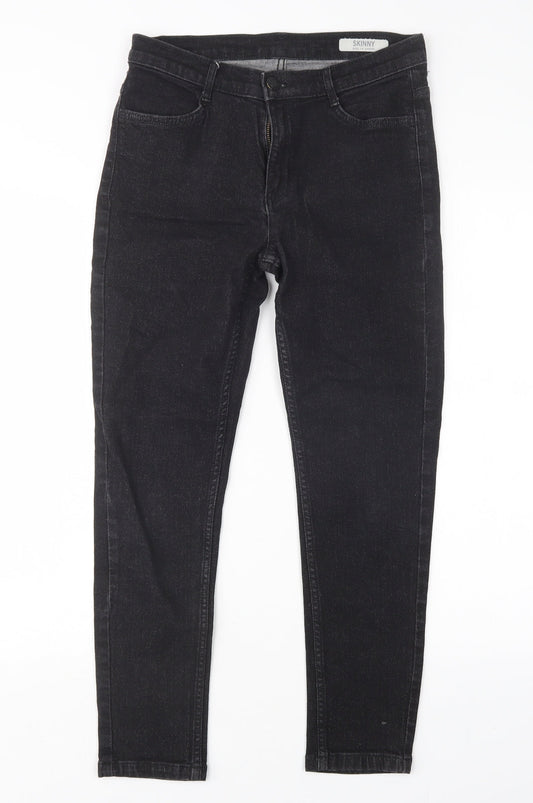 Additional front view of Marks & Spencer women’s black cotton skinny jeans, size UK 10, 25-inch leg regular