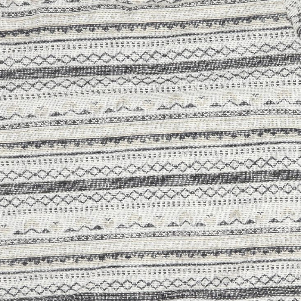 Brand and care label for F&F women’s multicoloured round neck fair isle cotton cardigan jumper, size UK 10