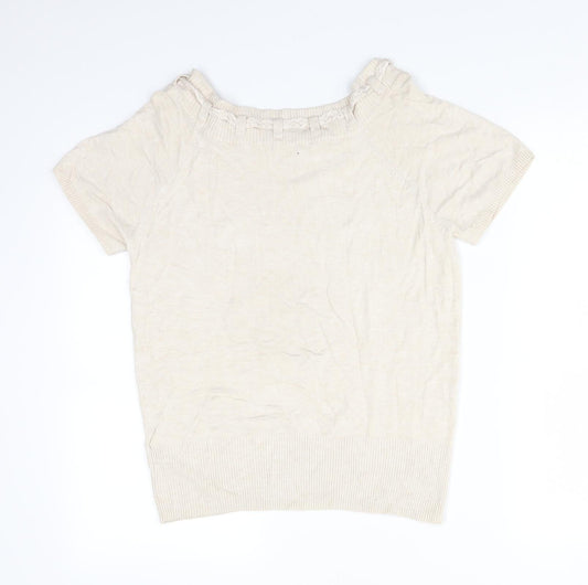 Womens UK Size 14 Debenhams Beige Basic T-Shirt