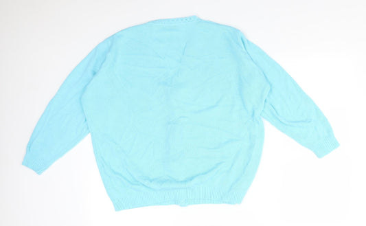 Womens UK Size L MERRY GOLD Blue Cardigan Jumper