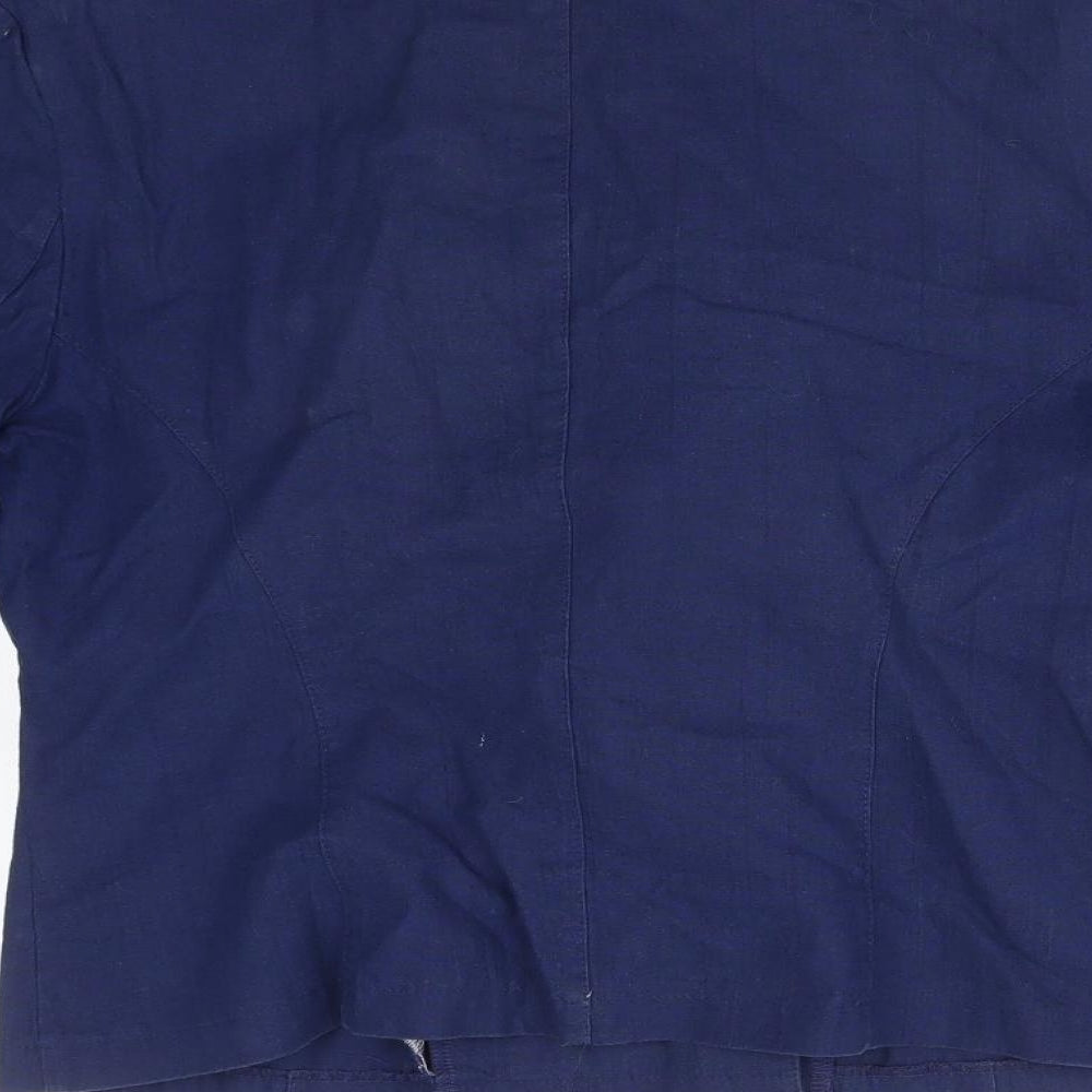 Brand and care label for St Michael women’s blue cotton jacket suit jacket, size UK 14