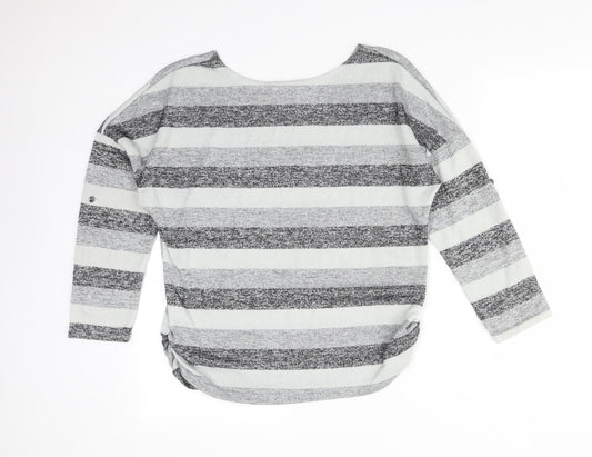 Quiz Womens Multicoloured Striped Viscose Basic T-Shirt Size S Round Neck