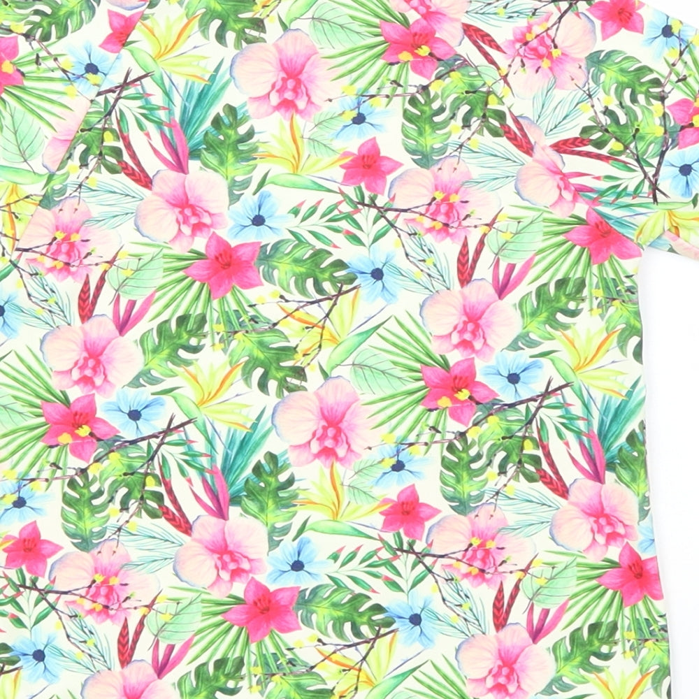 Minoti Girls Green Floral Polyester Basic T-Shirt Size 4-5 Years Round Neck