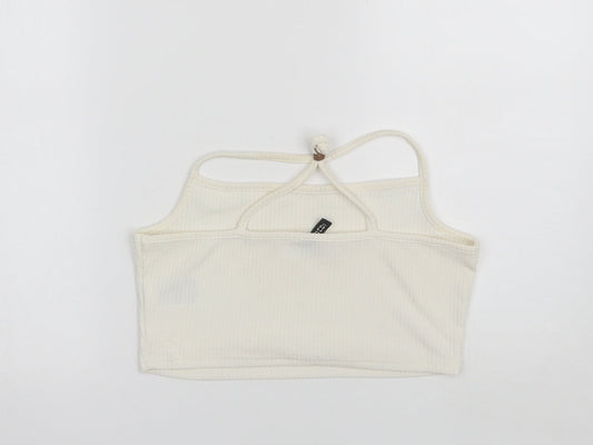 Womens UK Size L Divided White Cropped Tank