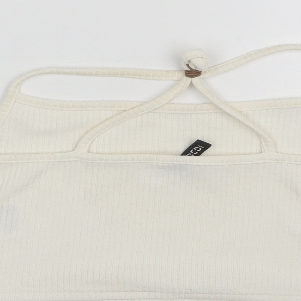 Womens UK Size L Divided White Cropped Tank
