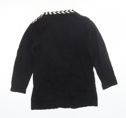 Country Casuals Womens Black V-Neck Cotton Cardigan Jumper Size S