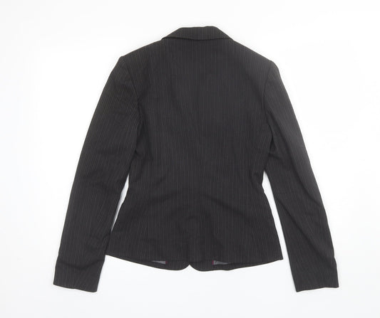 Mexx Womens Black Striped Polyester Jacket Blazer Size 8