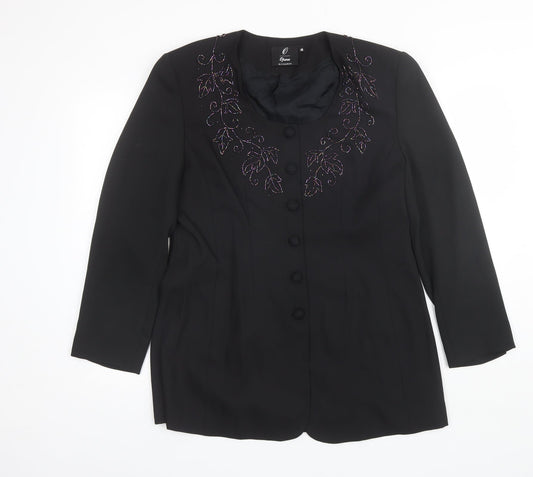 Additional front view of Richards women’s black overcoat jacket, size UK 16