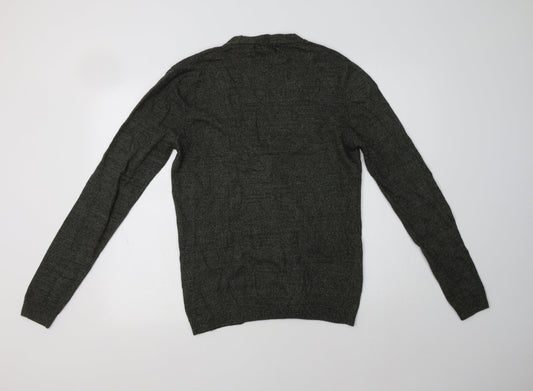 ASOS Mens Green V-Neck Cotton Full Zip Jumper Size S