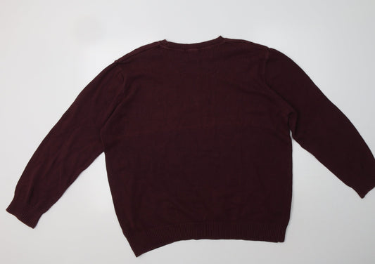 Matalan Mens Purple Crew Neck Cotton Pullover Jumper Size 2XL