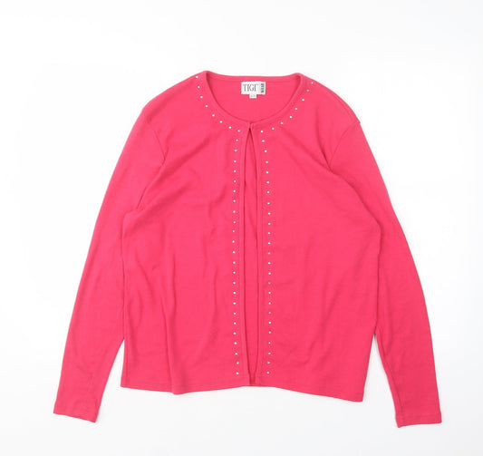 Womens UK Size 14 TIGI Pink Cardigan Jumper