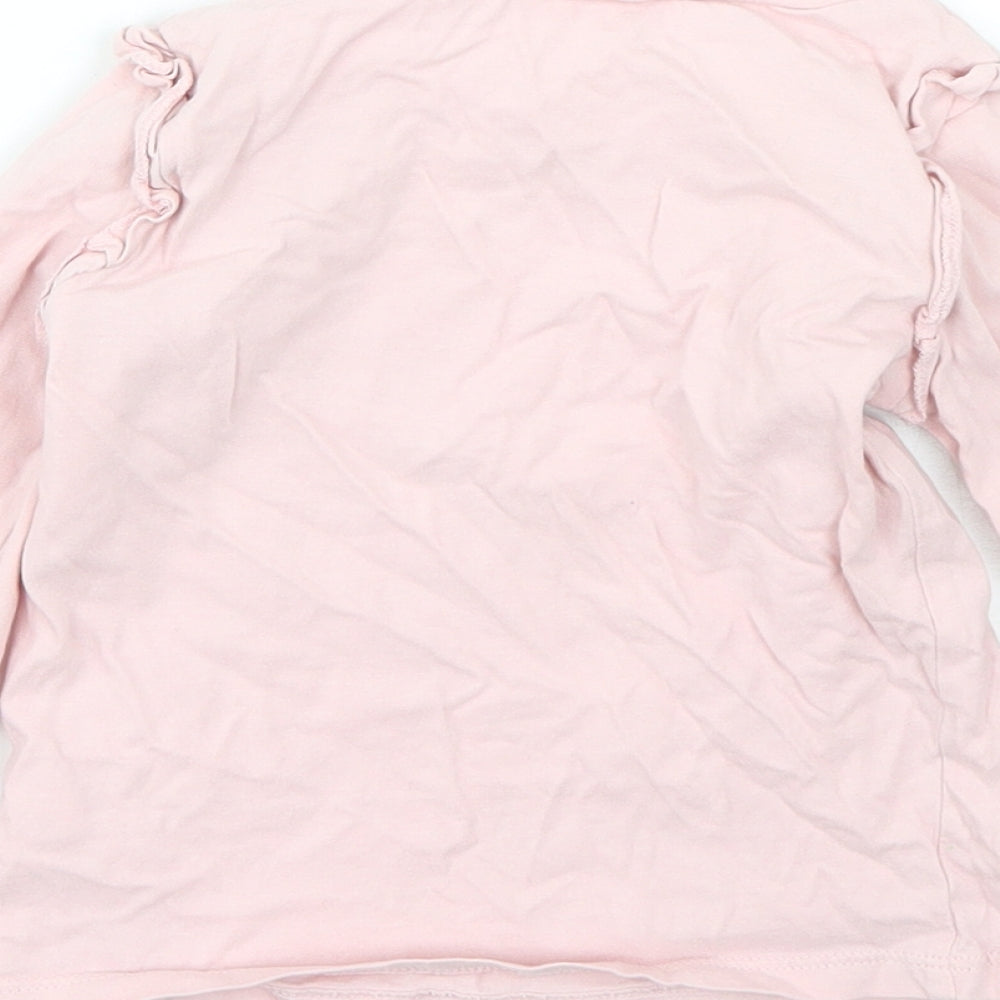 M&Co Girls Pink Cotton Basic T-Shirt Size 2-3 Years Round Neck - love heart