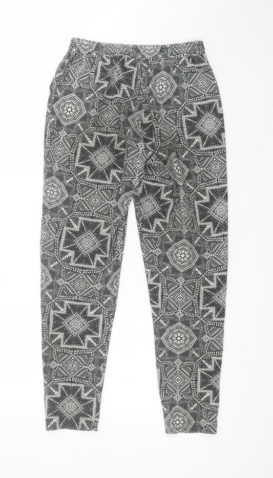 F&F Womens Multicoloured Geometric Polyester Trousers Size 6 L28 in Regular