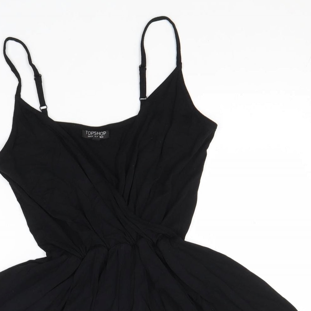 Topshop Womens Black Viscose Jumpsuit One-Piece Size 8